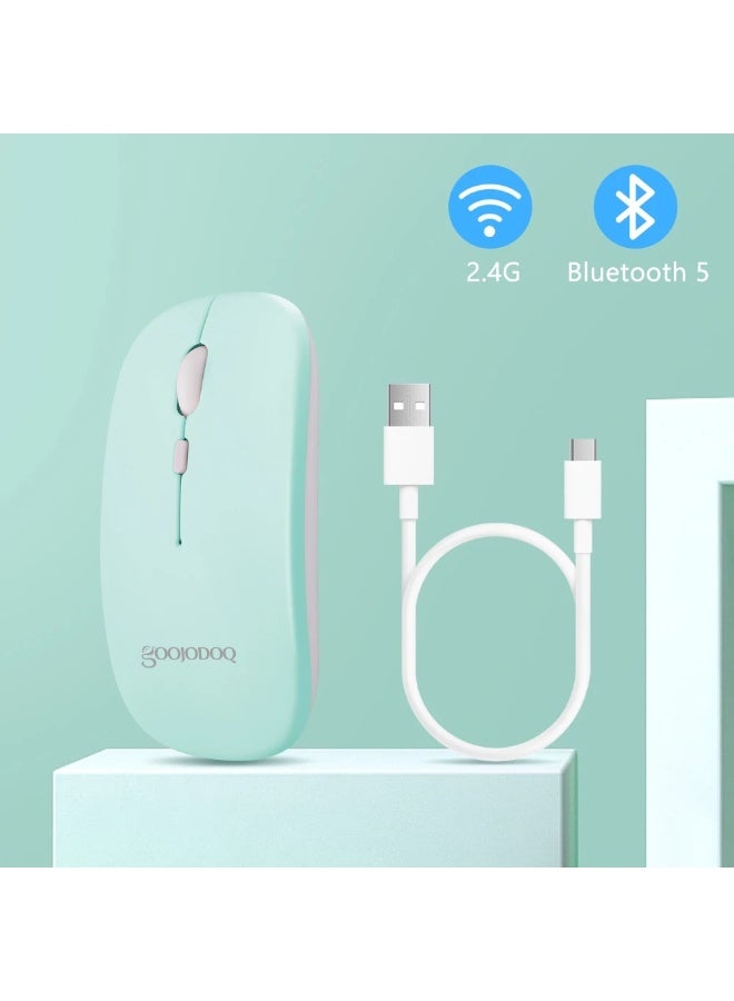 GOOJODOQ  2-in-1 Bluetooth Mouse, 2.4GHz, Dual Mode, Ultra Slim and Quiet (  green ) - Image 1